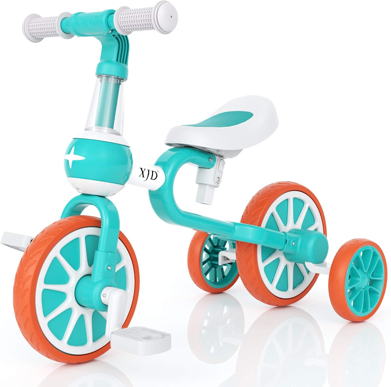 XJD 3 in 1 Baby Balance Bike for 18 Months to 4 Years Old Boy Girl Tricycle for Kids Toddler First Beginner Bike Child Trike Infant 4 Wheel Balance Bicycle with Adjustable Seat Detachable Pedal, Blue Pack of 2