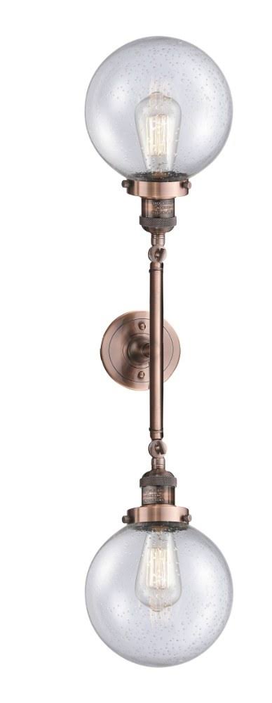 Innovations 208L-AC-G204-8 Antique Copper Large Beacon 2 Light Bath Vanity Light