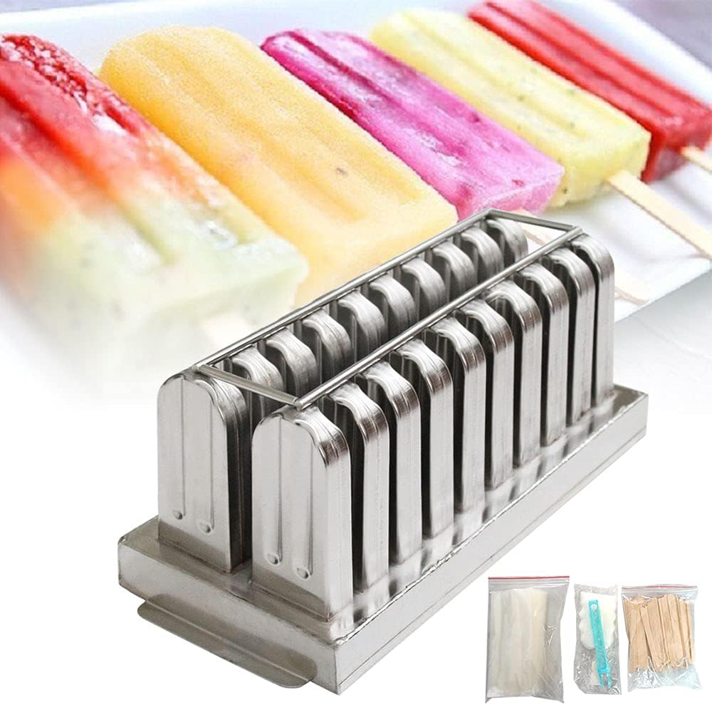 ZXMOTO 20pcs Commercial Popsicle Mold Stainless Steel Ice Lolly Popsicle Ice Cream Stick Holder 85ml Each Mold,Round Molds Pack of 2