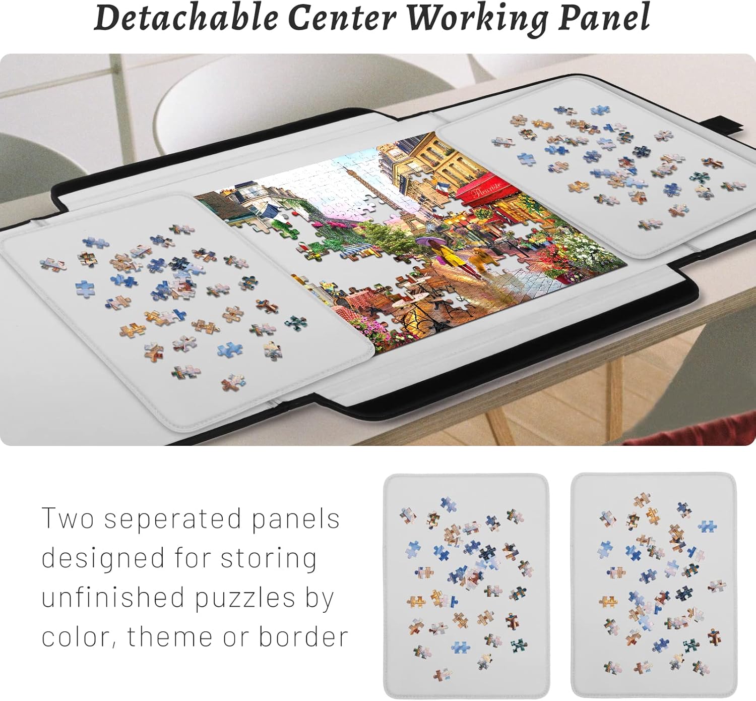 Jigsaw Puzzle Case, Biigee Portable Premium Puzzle Storage Board, Lightweight Non-Slip Puzzle Boards, Easy to Store, Great Gift,Black (1000 Piece)