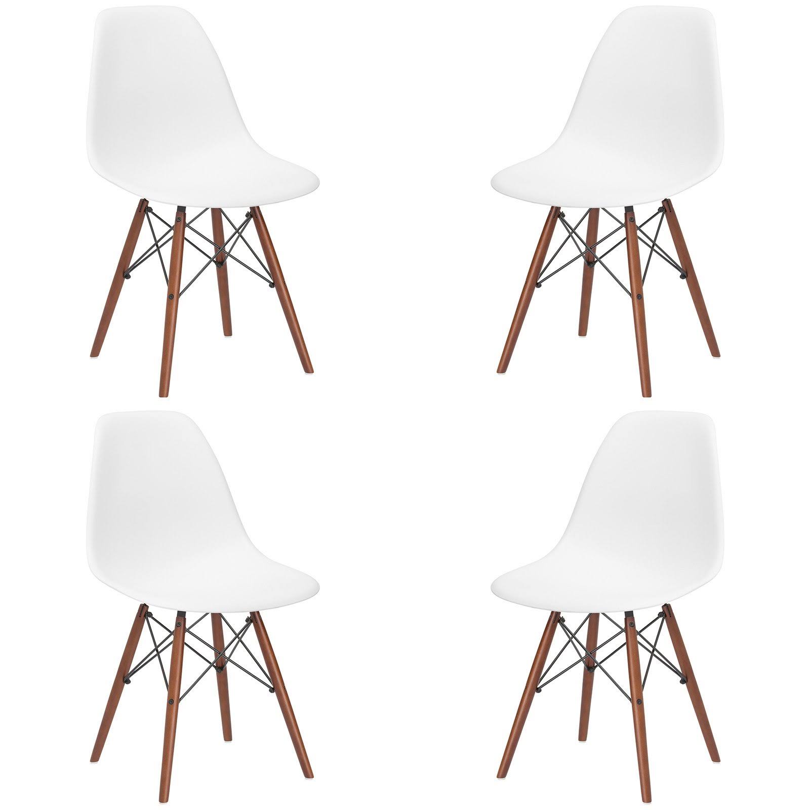 EdgeMod Vortex Side Chair with Walnut Legs, White - 4 pack