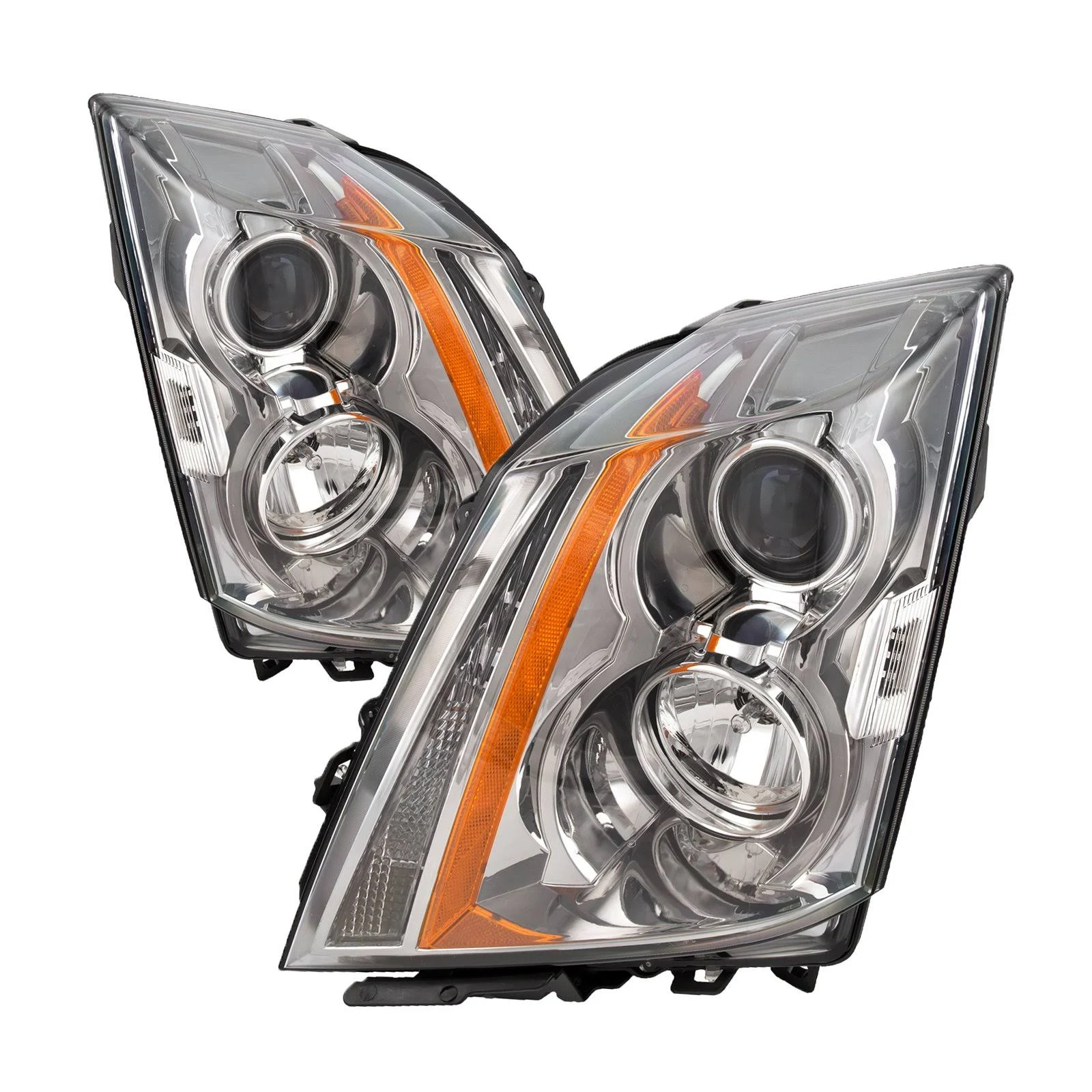 Perde 2008-2012 Cadillac CTS Performance Lens Chrome Halogen Headlights Set