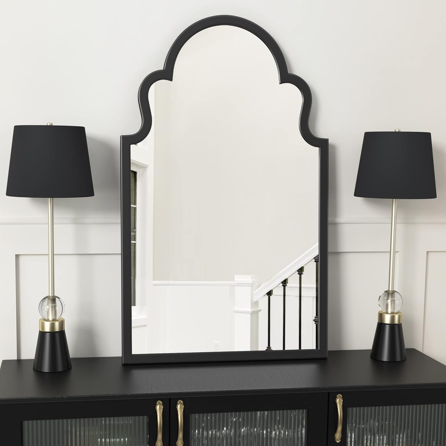 NXHOME Metal-Frame Accent Wall Mirror - Decorative Mirror Black Vanity Wall Mounted Mirror for Bathroom Living Room Bedroom 35.5&times;21.7 in