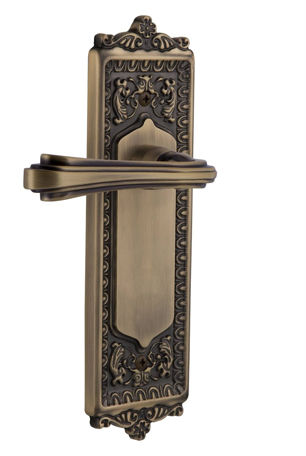 Nostalgic Warehouse EADFLR_PRV_238_NK Fleur Privacy Door Lever Set - Antique Brass