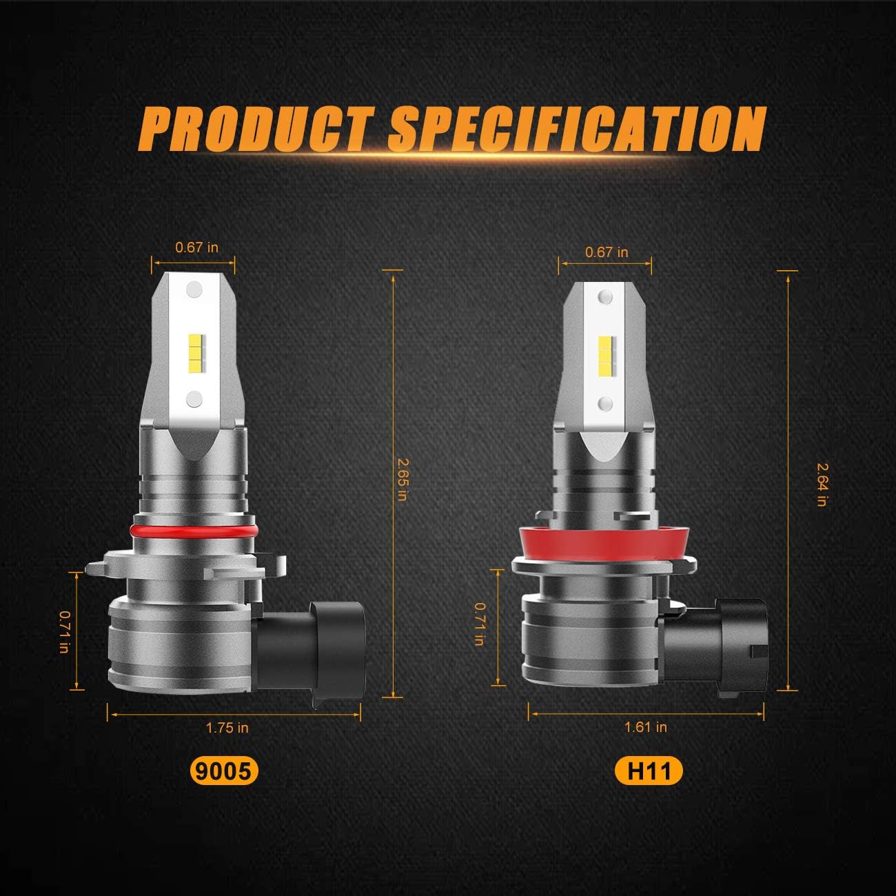 Auxbeam 9005 H11 Combo LED Bulbs, 6500K Cool White, Z6 Series HB3 H8/ H9 LED Fog Light Bulbs with EMC Anti-interference, Pack of 4
