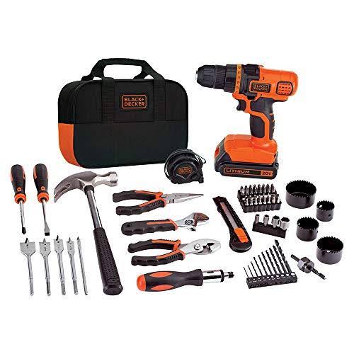 Black+decker 20V Max Drill u0026 Home Tool Kit, 68 Piece (ldx120pk)
