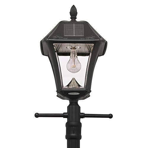Gama Sonic Baytown II Bulb Solar Lamp Post with GS Light Bulb and EZ-Anchor Base - Black (105BSG01)