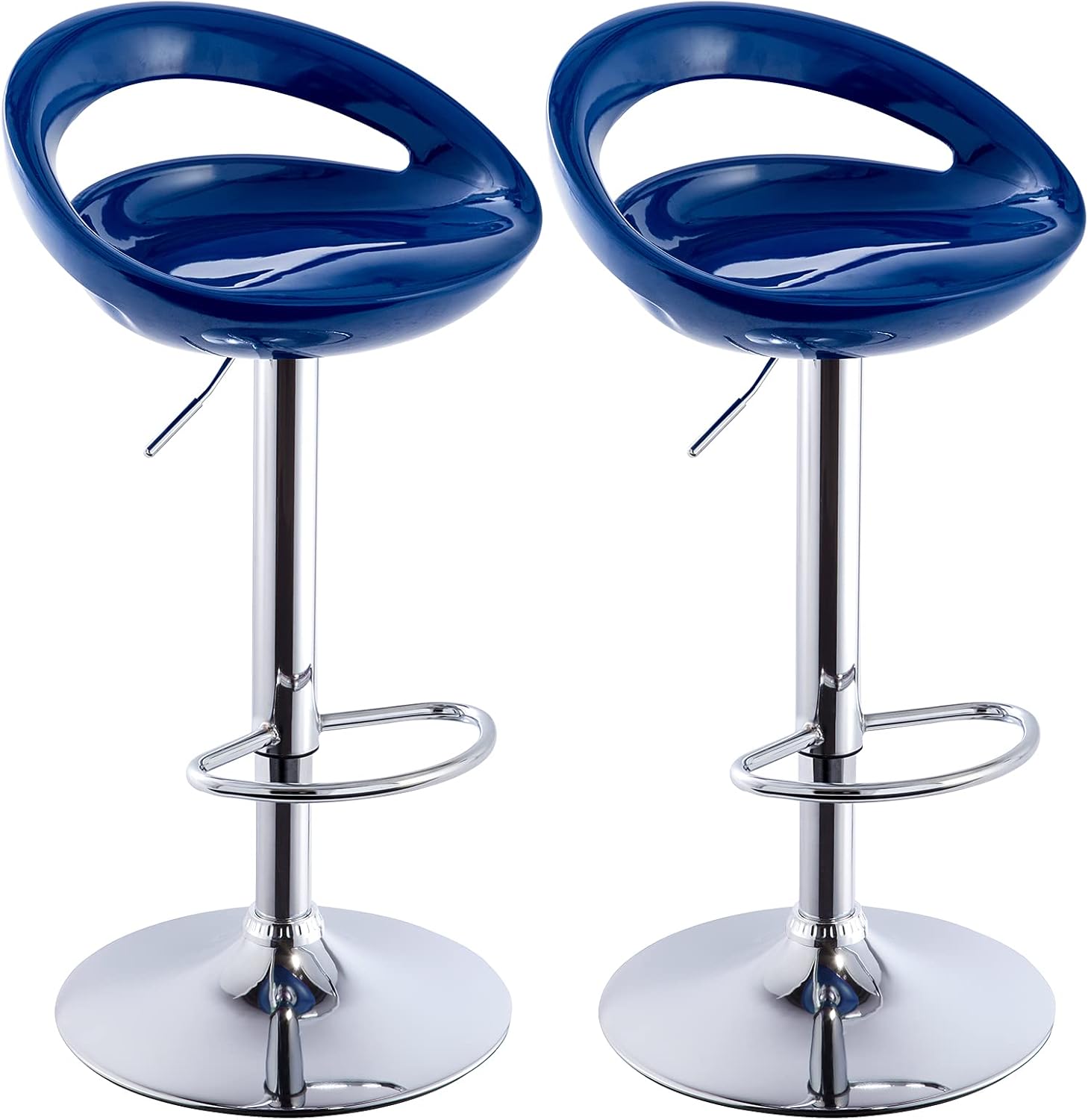 Duhome Set of 2 ABS Barstool Adjustable Swivel Bar Chairs 2 PCS for Kitchen Island Pub Bar (Black)