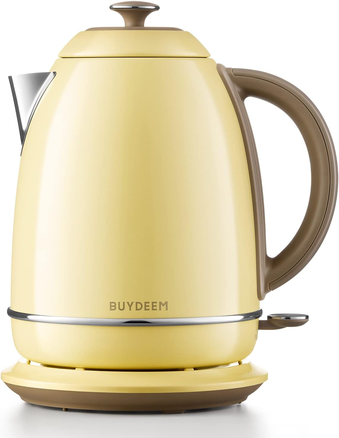 BUYDEEM K640 Stainless Steel Electric Tea Kettle with Auto Shut-Off and Boil Dry Protection, 1.7 Liter Cordless Hot Water Boiler with Swivel Base, 1440W, (Retro Silver) Pack of 2