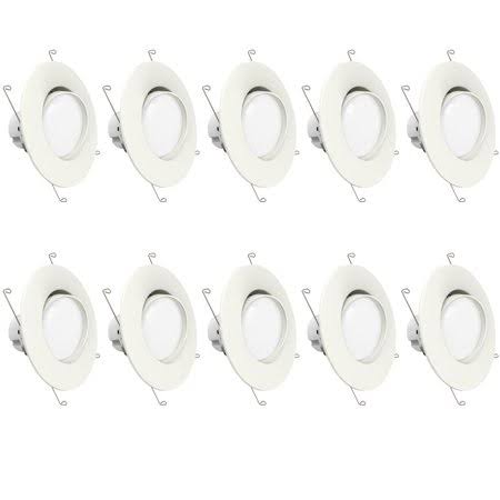 Sunco Lighting 10 Pack 6-Inch Gimbal Recessed Retrofit Dimmable LED Light 12W 5000K, Daylight