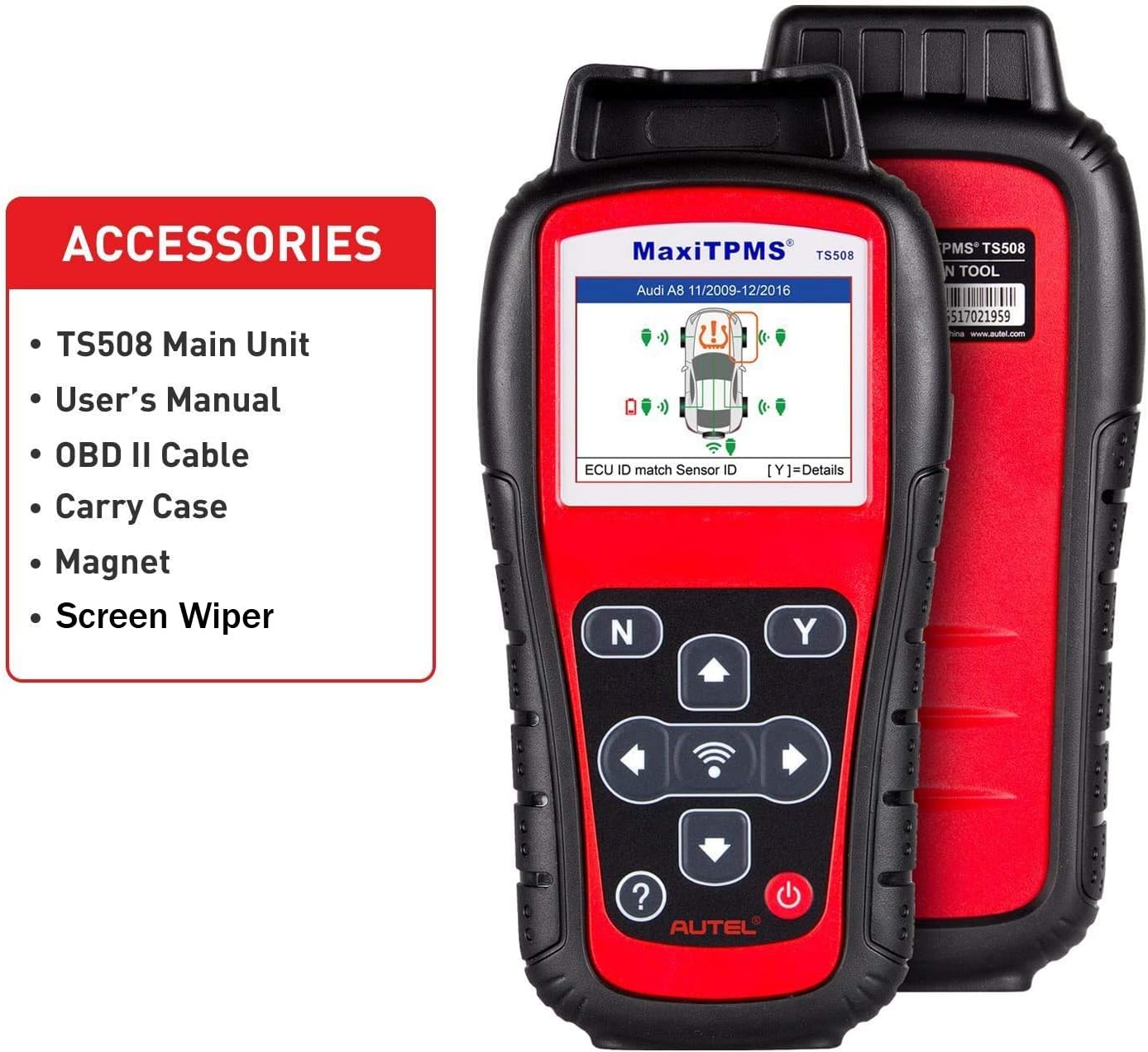 Autel MaxiTPMS TS508 with Free Screen Wiper Relearn Tool TPMS Programming TPMS Reset Sensor Activation Key Fob Testing Relearn by OBD Tire Type/Pressure Selection Advanced TS408