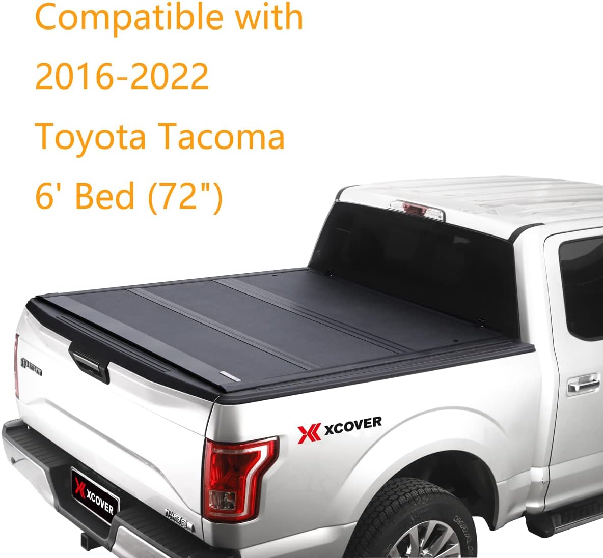 XCOVER Hard Folding Low Profile Truck Bed Tonneau Cover, Compatible with 2016-2022 Toyota Tacoma 6' Bed (72