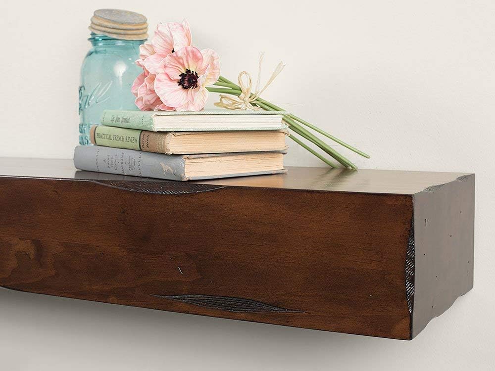 Breckenridge Distressed Wood Mantel Shelf - Espresso Rustic 60 Inch Beautiful Wooden Rustic Shelf - Includes Corbels Perfect for Electric Fireplaces and More! Mantels Direct