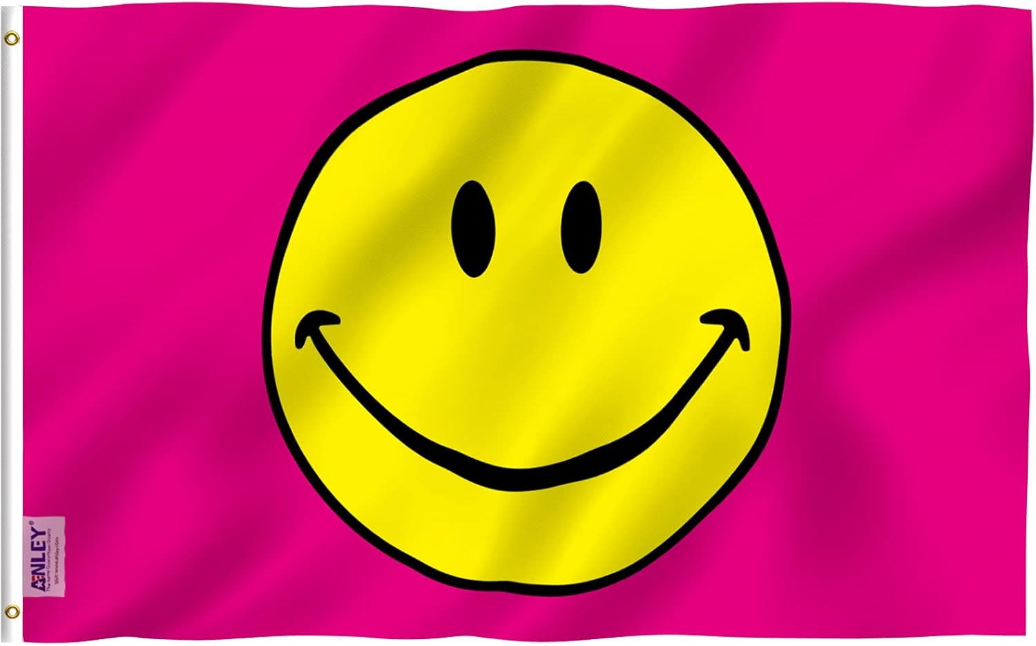 Anley Fly Breeze 3x5 Foot Yellow Smiley Face Flag - Vivid Color and Fade Proof - Canvas Header and Double Stitched - Happy Face Flags Polyester with Brass Grommets 3 X 5 Ft