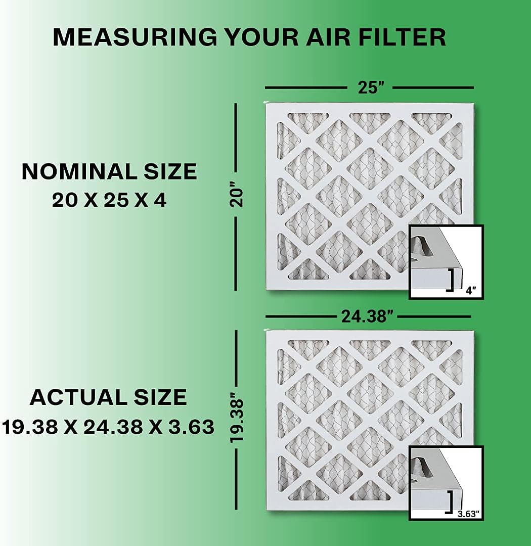 Filterbuy 20x25x4 Air Filter MERV 8, Pleated HVAC AC Furnace Filters (2-Pack, Silver)
