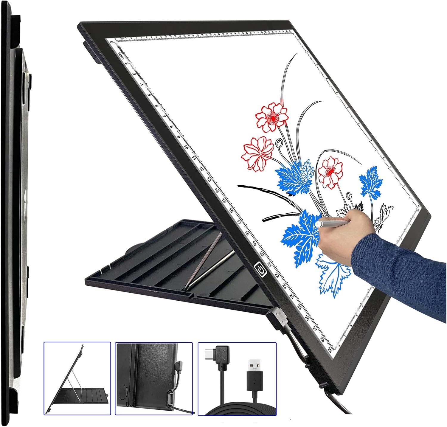 A3 Diamond Painting Light Pad with Built-in Stand, Hawanik A3 Large LED Tracing Light Box with Stand for Vinyl Weeding Drawing