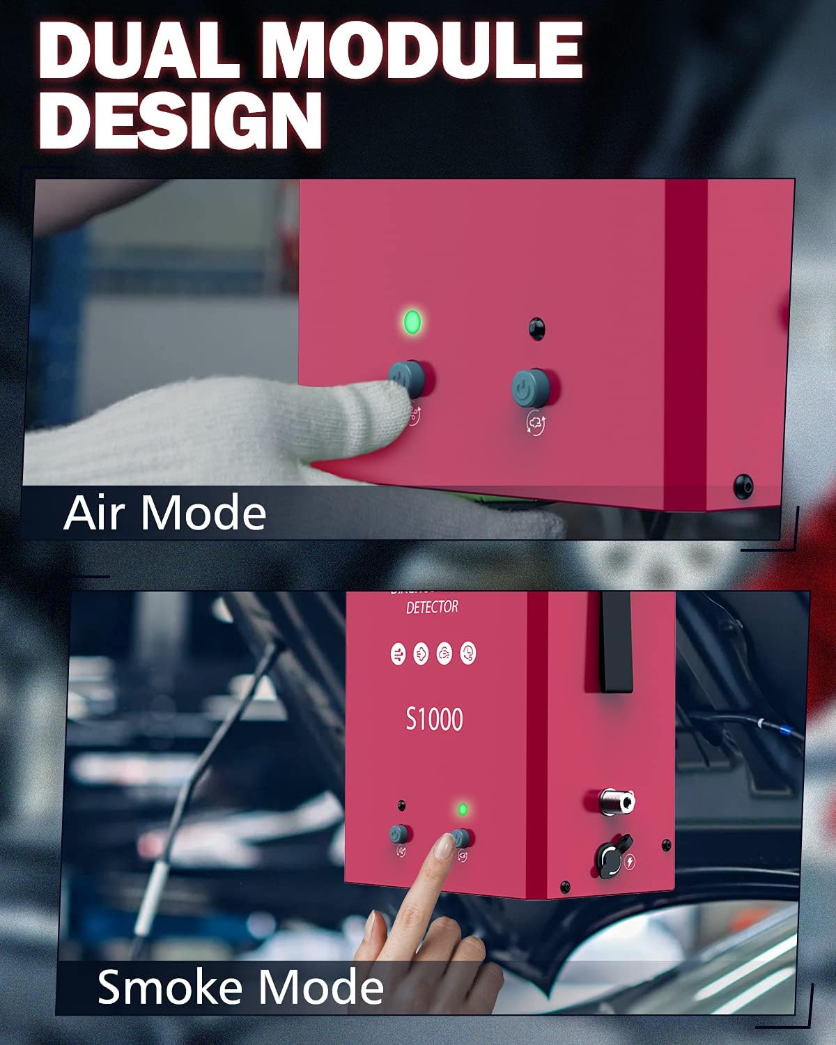 ANCEL S1000 Automotive Evap Smoke Machine, Leak Detector with Air and Smoke Dual-Modes, 12V Car Pipe Vacuum Leakage Tester for Motorcycle Car Light Truck Boat