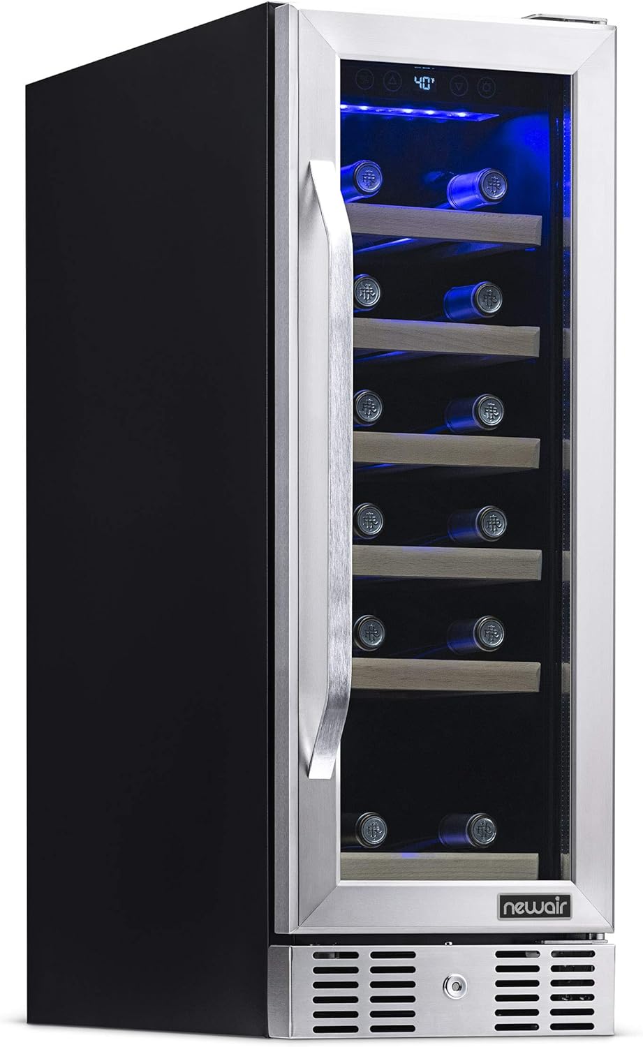 NewAir Slim Dual Zone Built-In Wine/ Beverage Cooler and Refrigerator, 29 Bottle Capacity Standing Fridge with Double-Layer Tempered Glass Door, AWR-290DB