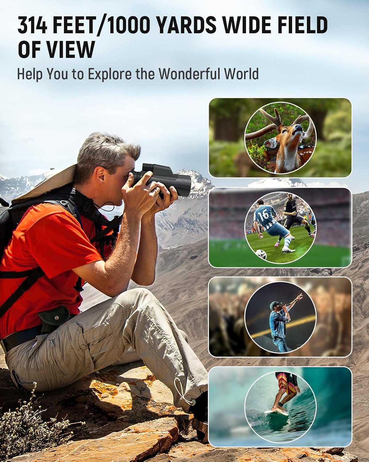 ACTBOT Monocular Telescope 12x50 with Smartphone Adapter and Tripod for Adults, High Powered Monoculars for Bird Watching Hiking Concert Travelling Hunting, FMC Lens, BAK4 Prism, Waterproof, Fog-Proof