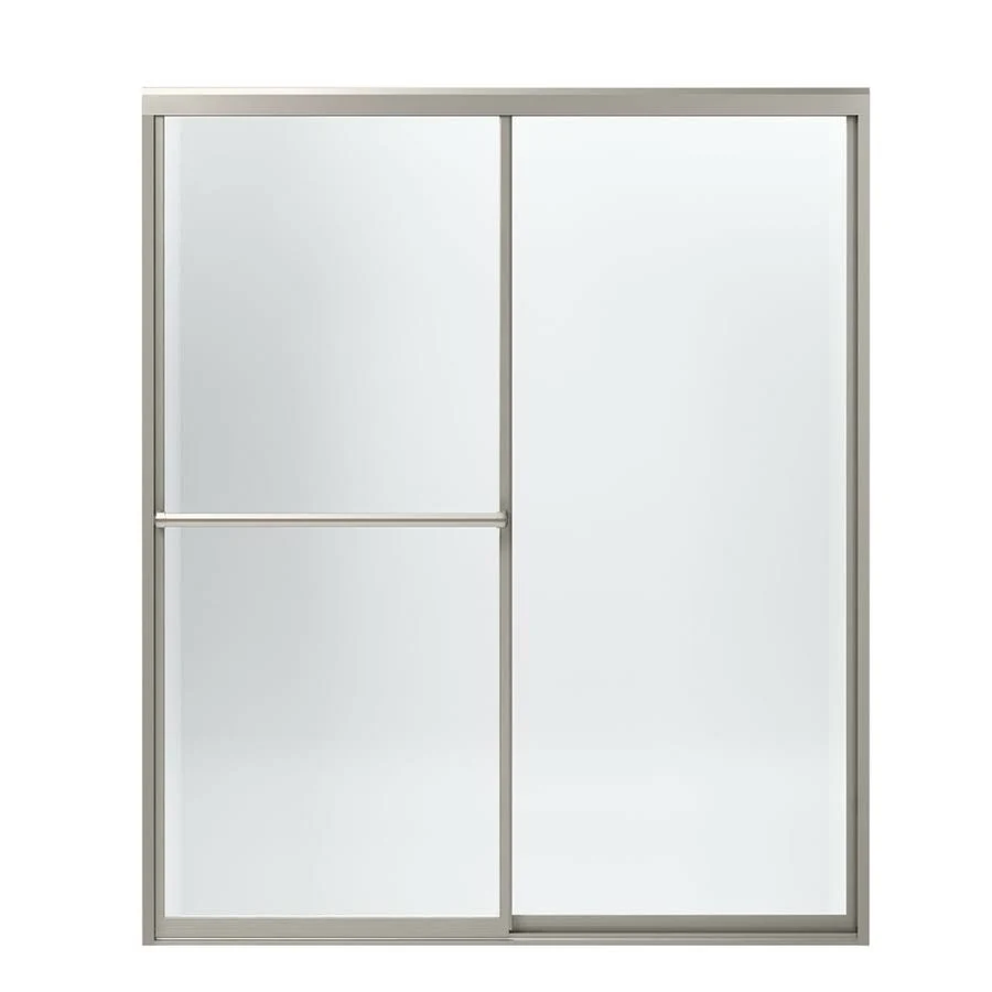 Sterling 572075-59N-G05 Prevail Framed Sliding Shower Door with ComforTrack Technology, Nickel with Smooth/Clear Glass Pattern