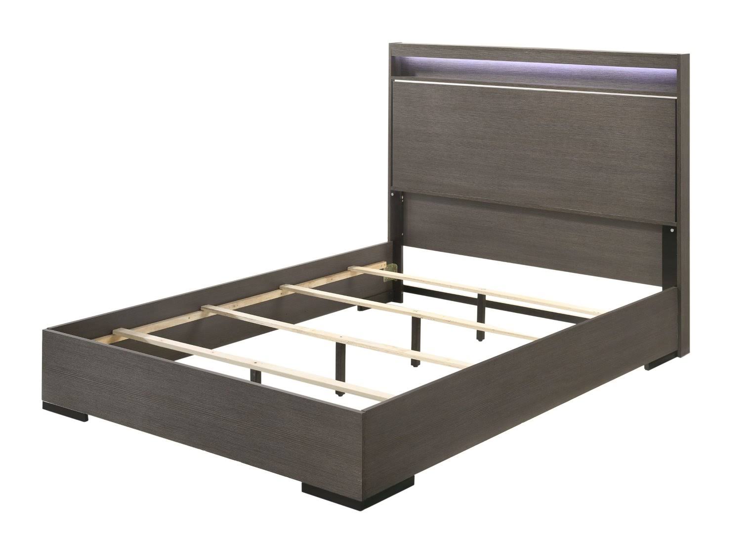 Acme Escher Queen Bed, LED and Gray Oak