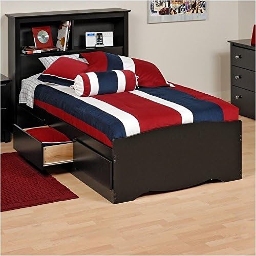 BOWERY HILL Twin Platform Storage Bed with Drawers in Black