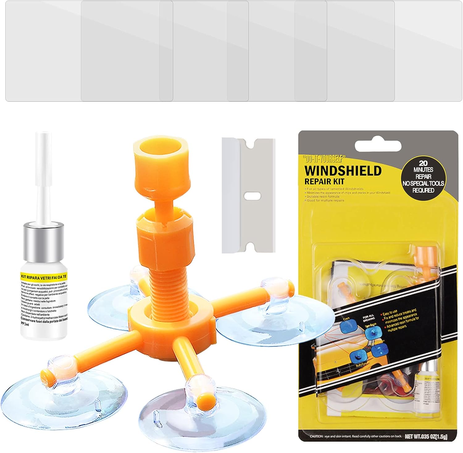 zeBrush Upgraded Windshield Repair Kit, Repair Tools with Pressure Syringes for Fix Windshield Chips, Cracks, Bulls-Eye, Star-Shaped and Half-Moon Cracks