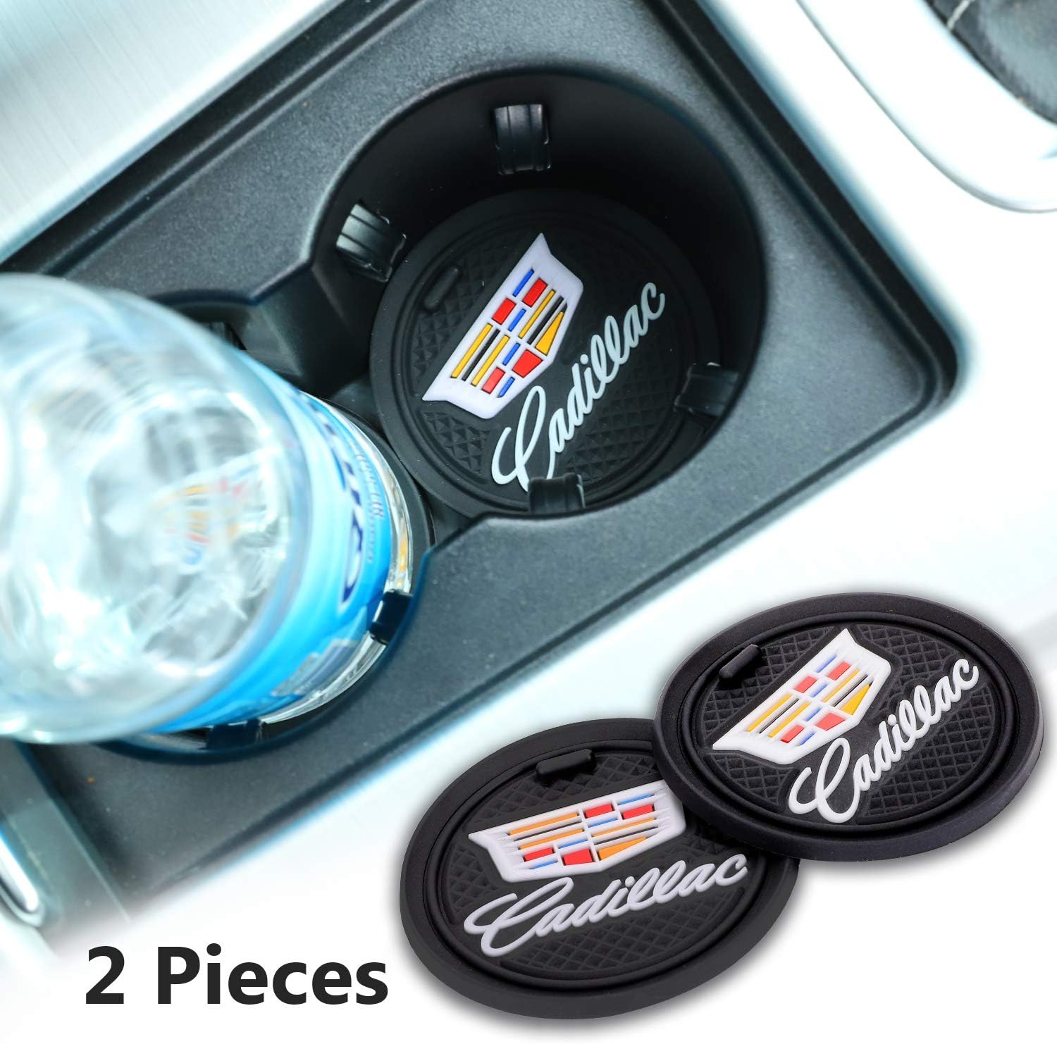 Forno 2 Pack 2.75 inch Car Interior Accessories Anti Slip Cup Mat for Cadillac All Models (for Cadillac)