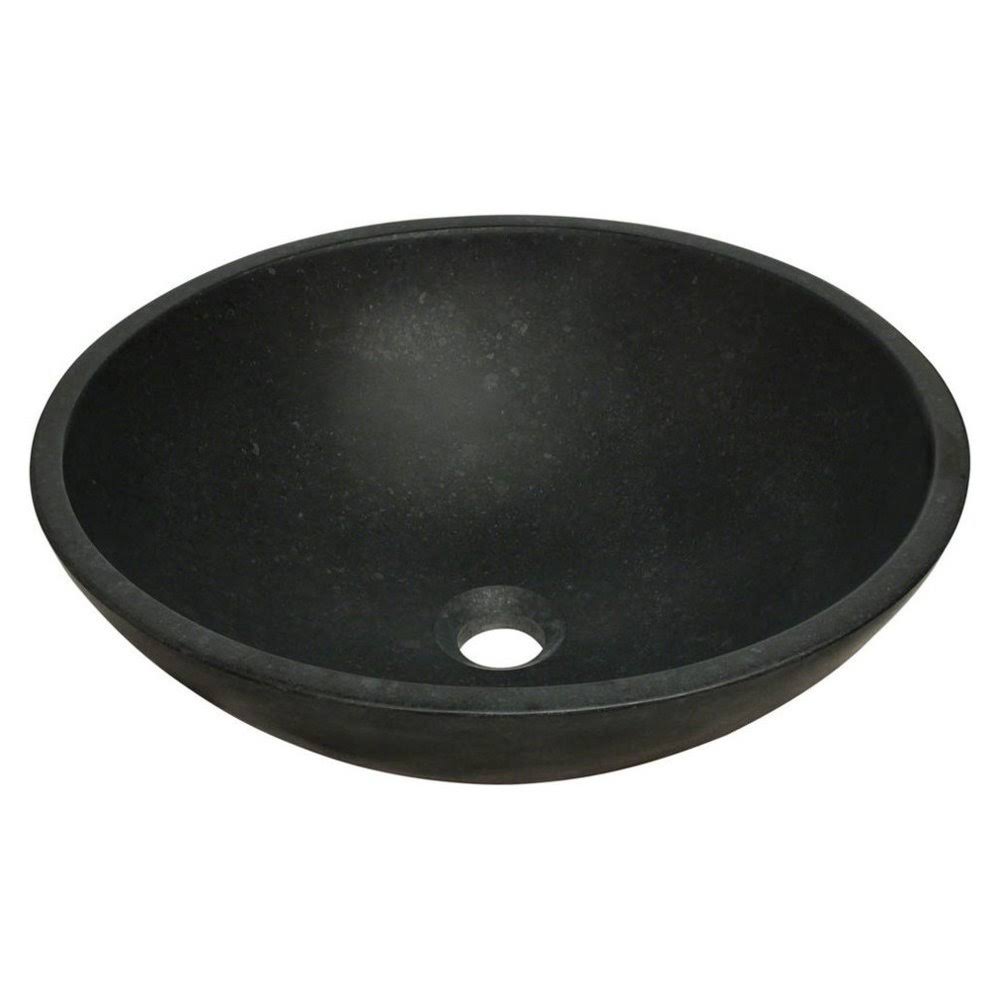 MR Direct Honed Basalt Stone Circular Vessel Bathroom Sink, Black