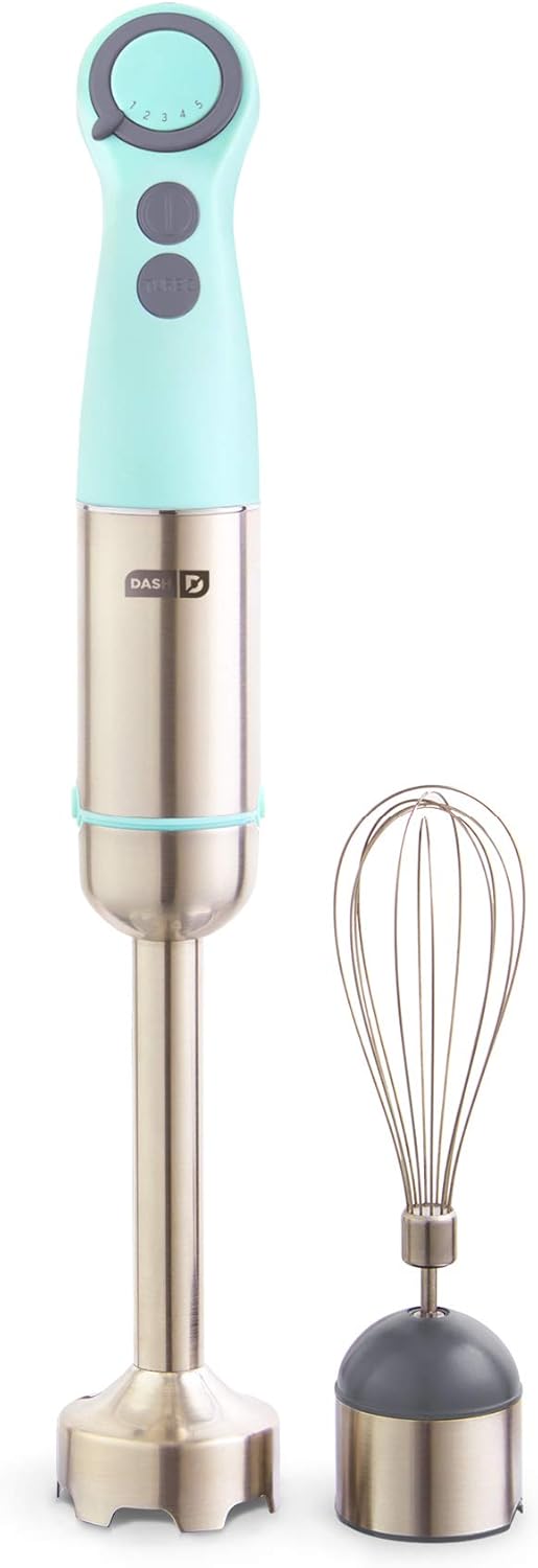 Dash Chef Series Immersion Hand Blender, 5 Speed Stick Blender with Stainless Steel Blades, Whisk Attachment and Recipe Guide – Pink Pack of 2