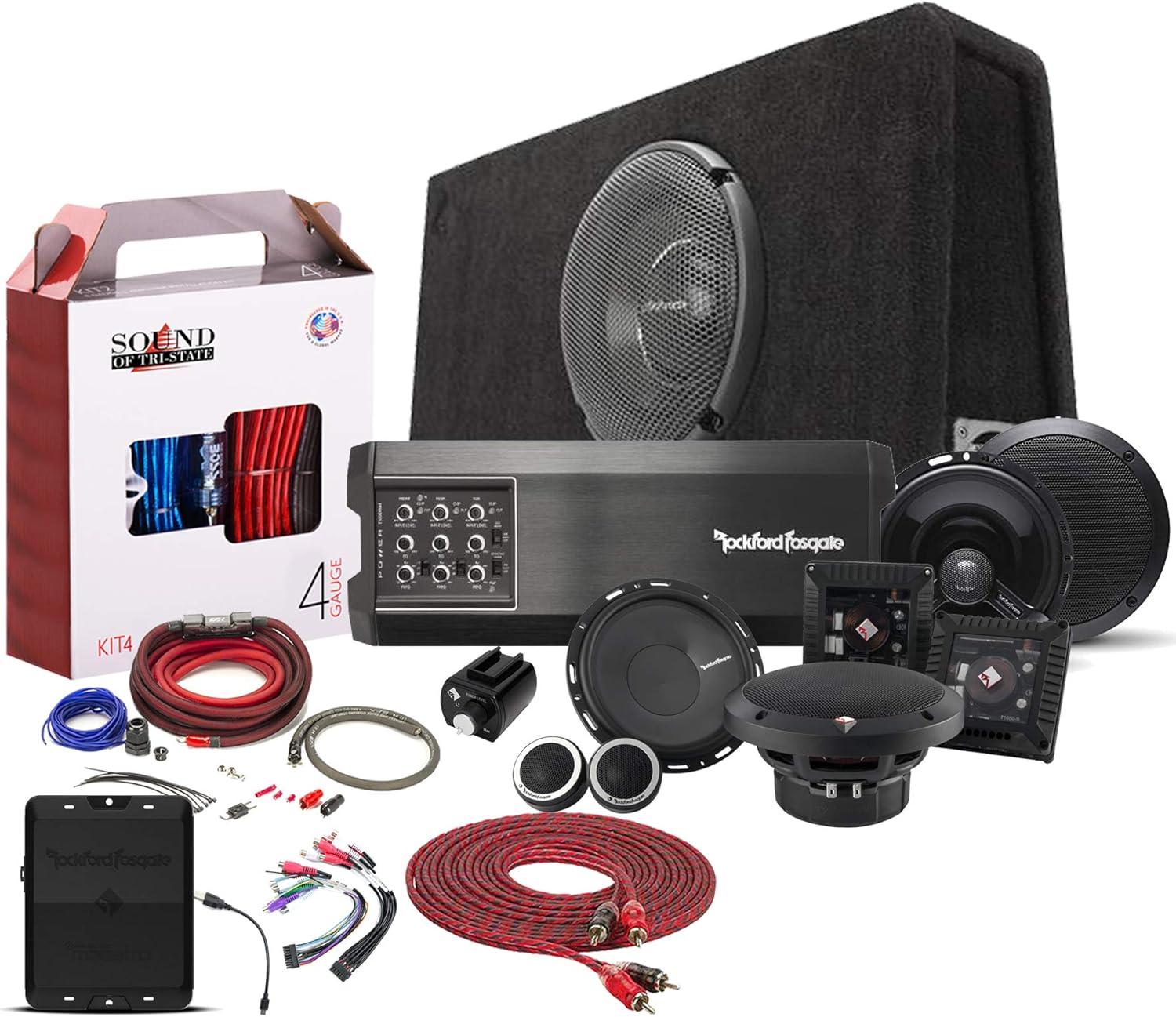 Rockford Fosgate Power T1000X5AD Compact 5-ch Amp + T1S1X10P 10