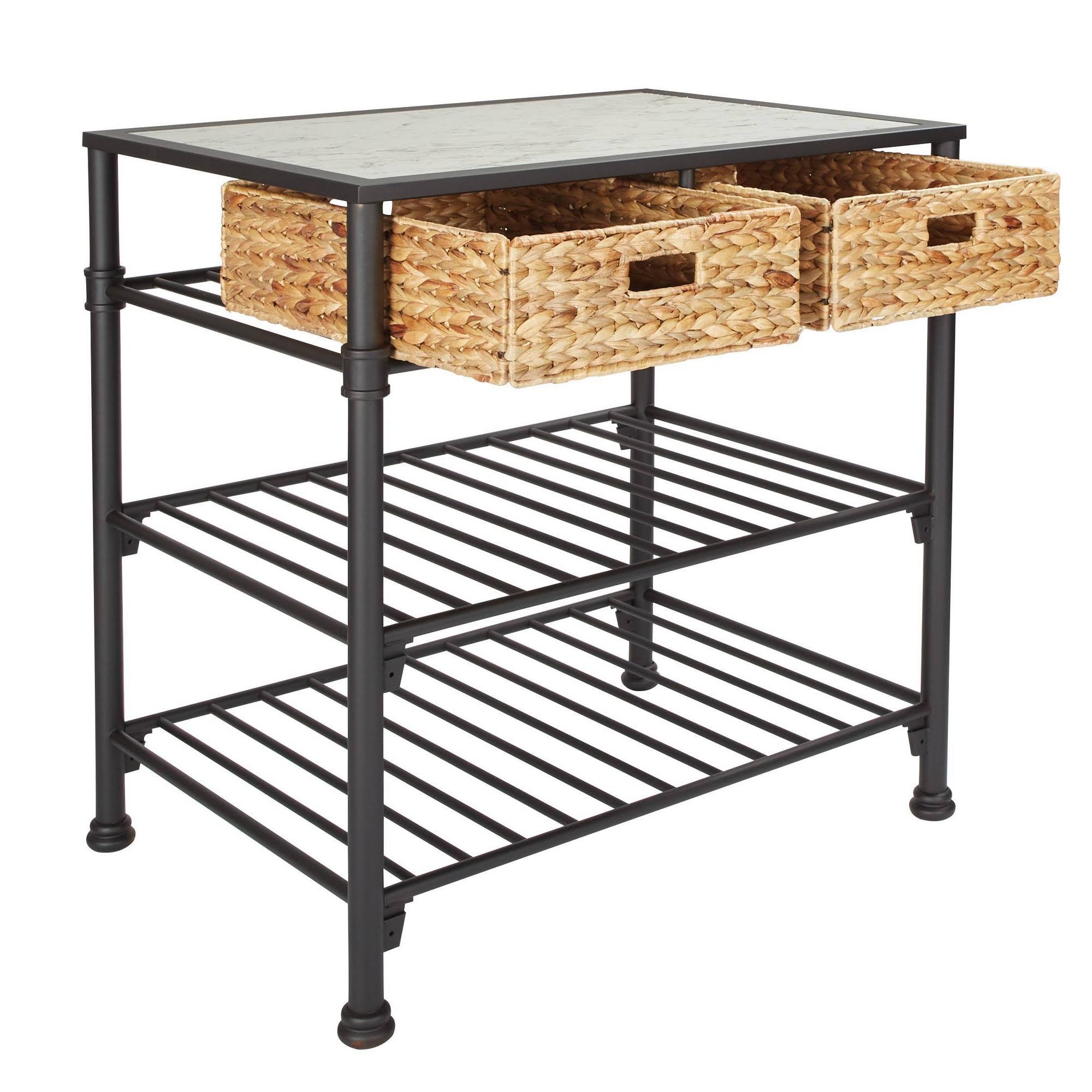 Osp Home Furnishings Alice Kitchen Island, White and Black