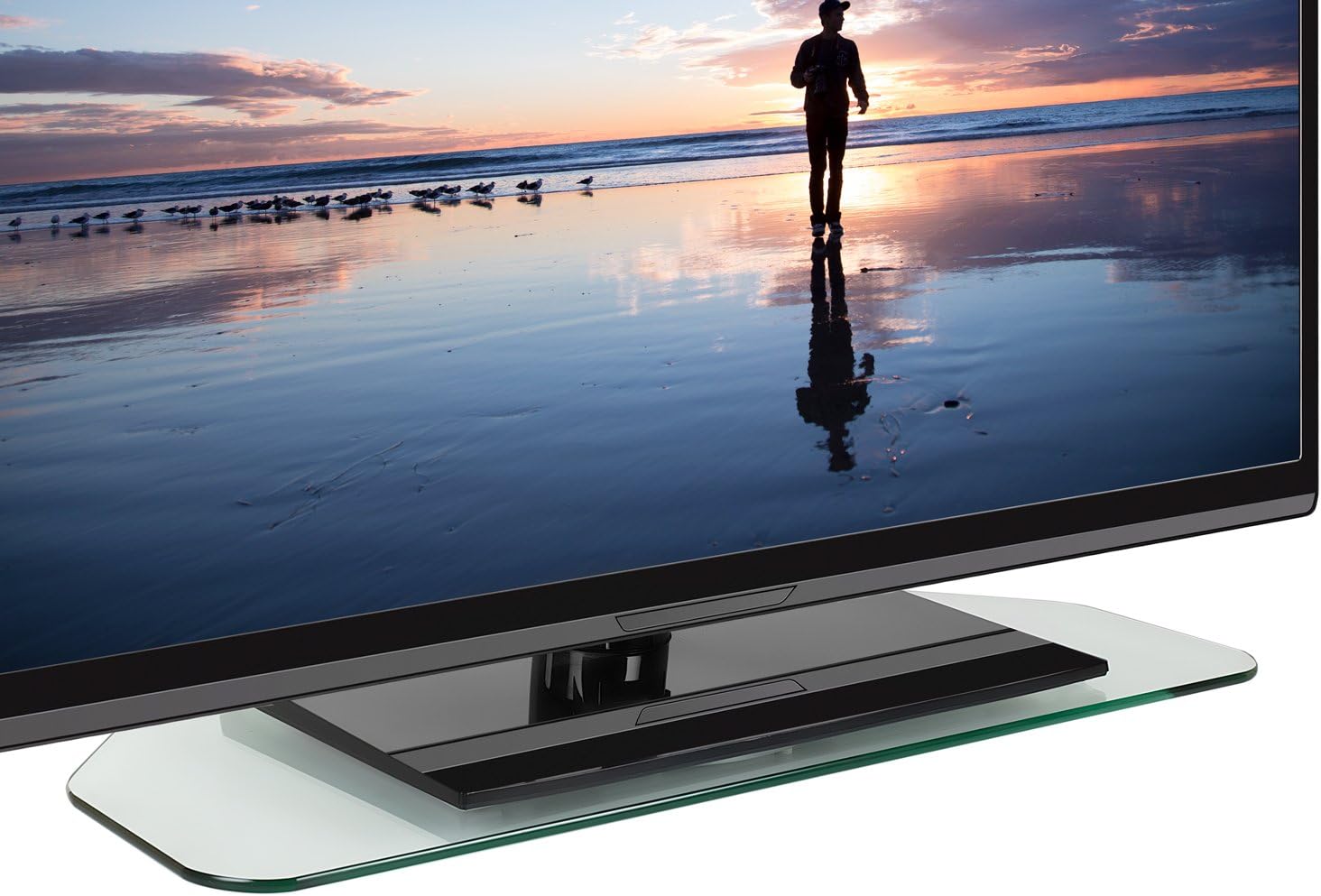 Mount-It! TV Turntable Stand | Rotating Swivel TV Base for 32-55 Inch TVs | TV Lazy Susan | Two Leg TV Swivel Base 8 mm Thick Tempered Glass, Black Pack of 2