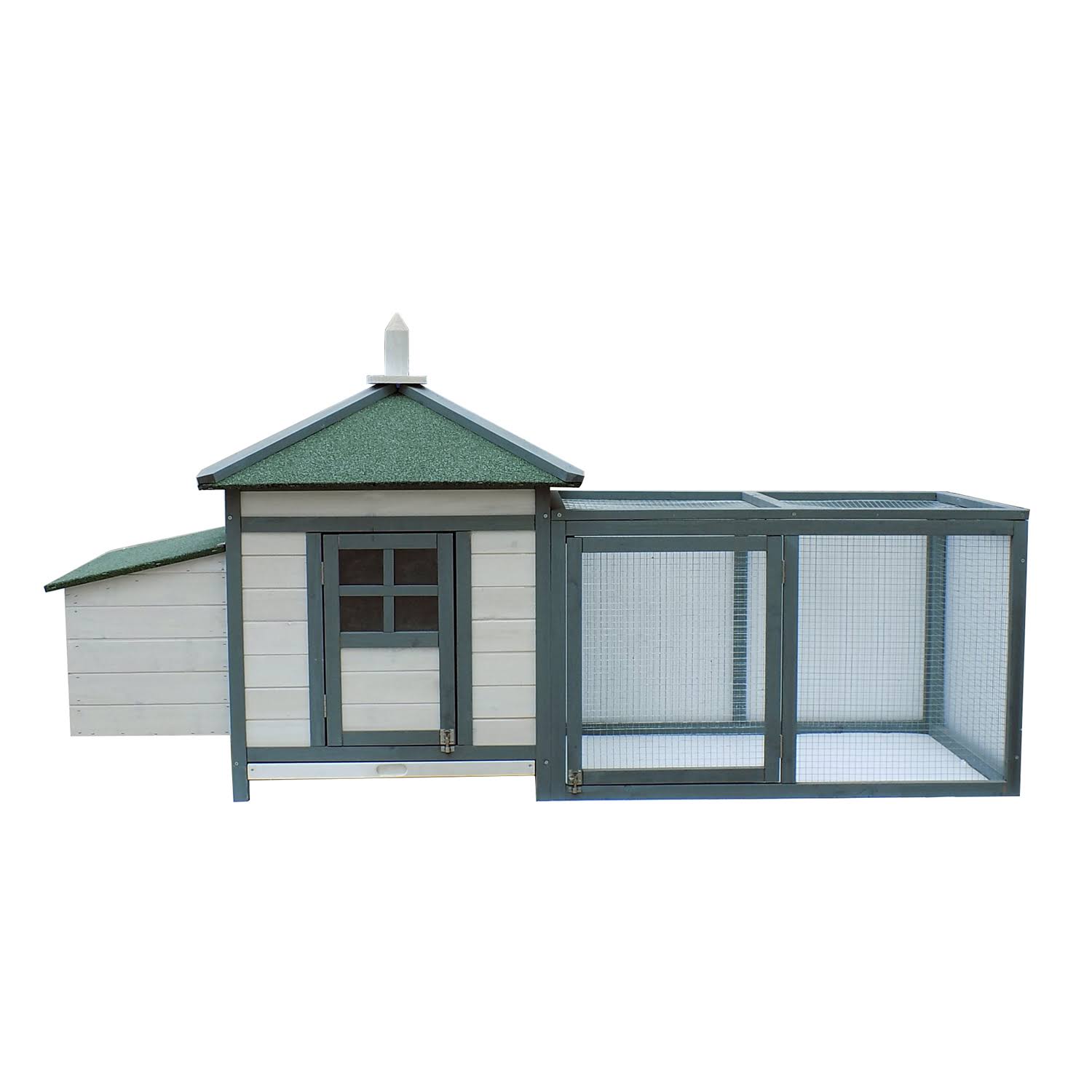 PawHut 77x22 Premium Wooden Chicken Coop w/ Backyard Run and Nesting Box