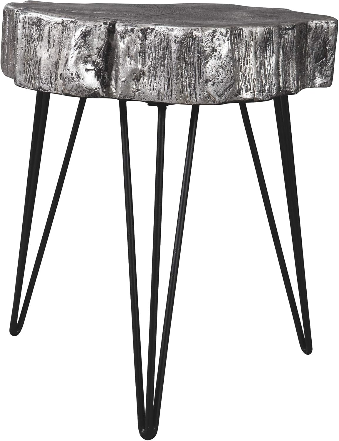 Signature Design by Ashley Eversboro Rustic Wood Accent Table with Hairpin Legs, 24 Inches, Brown & Black