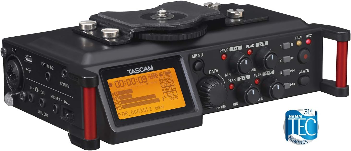 Tascam DR-70D 4-Track Portable Audio Recorder for DSLR Camera