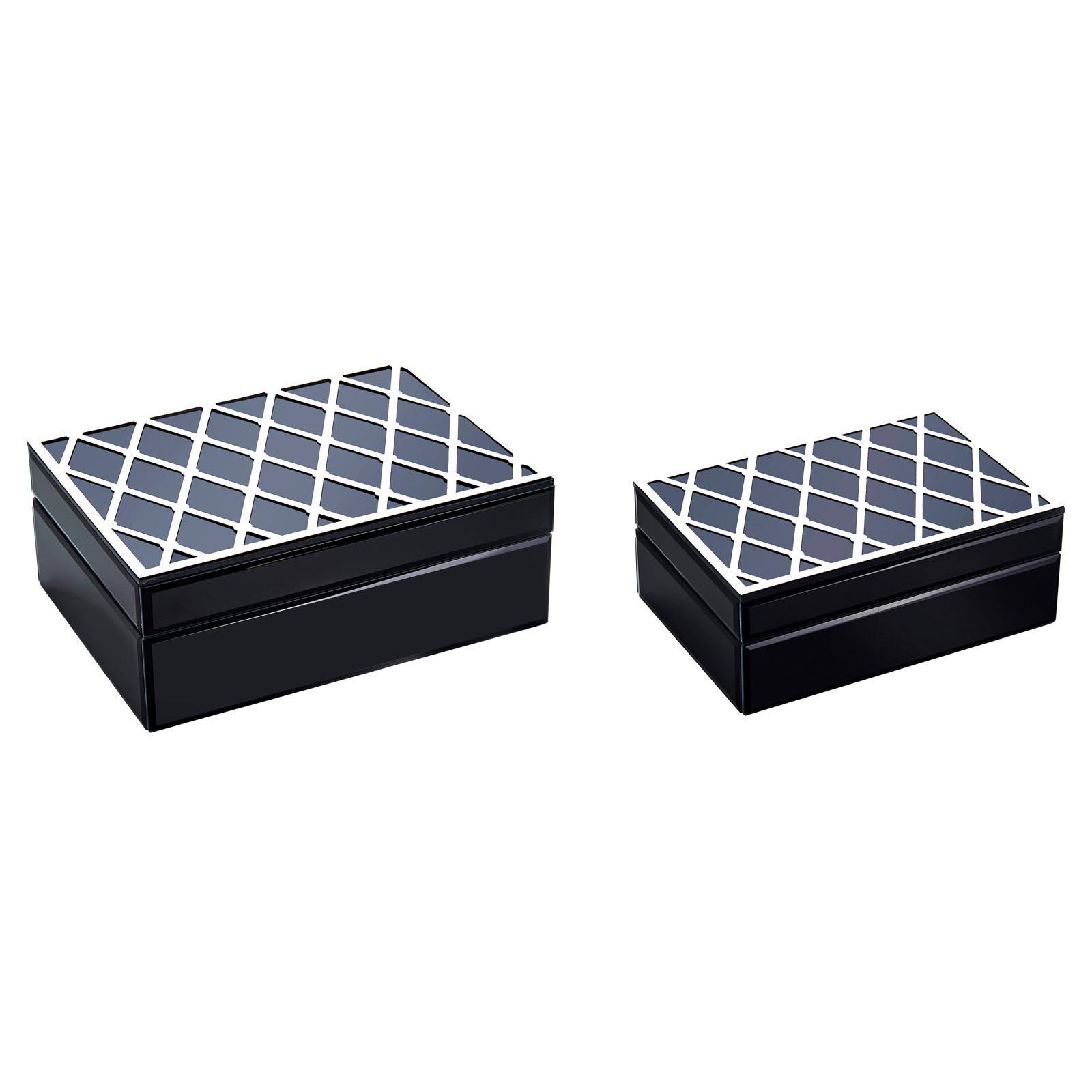 Sagebrook Home Set of 2 Black u0026 Silver Boxes
