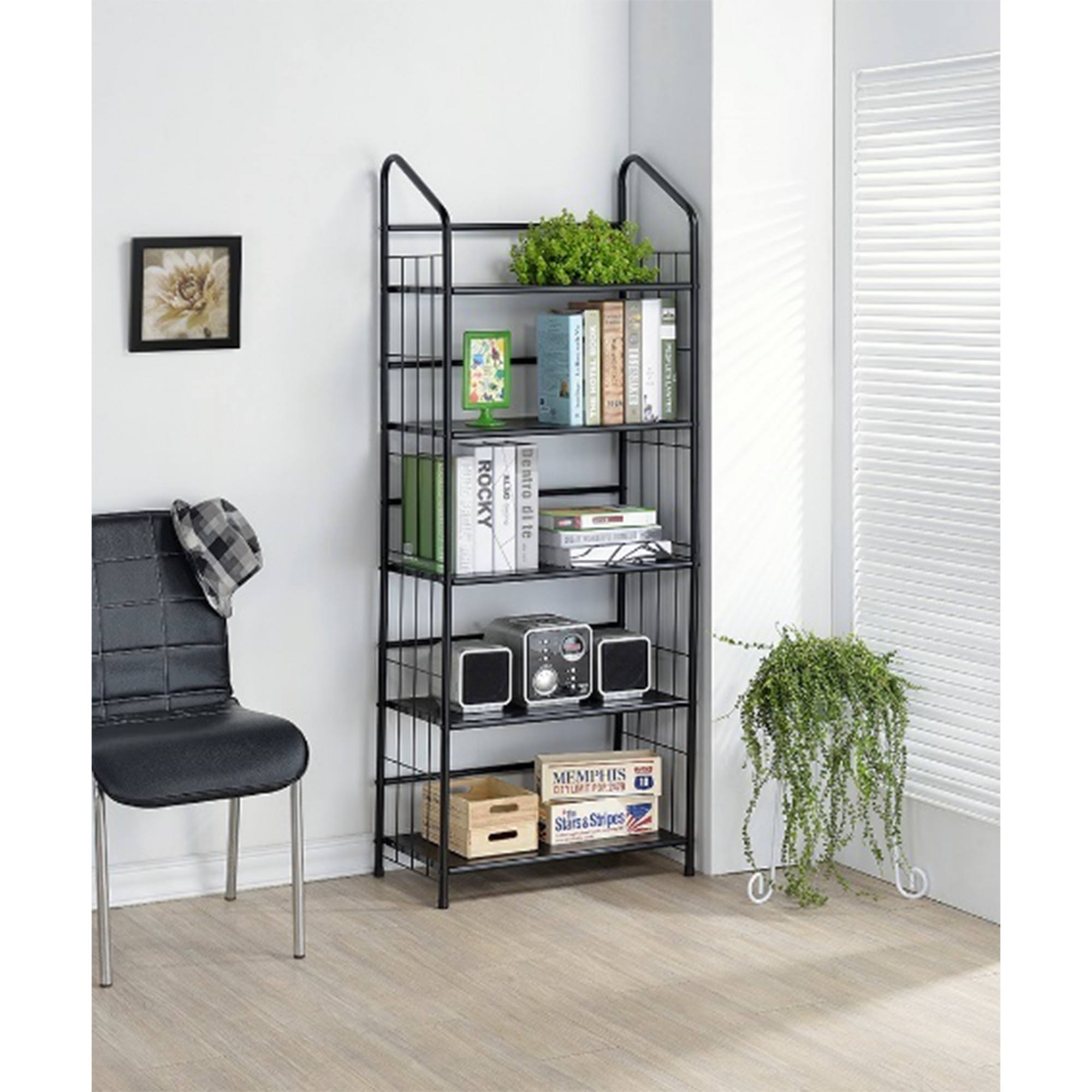 Ore International 5 Tier Metal Book Shelf - Black