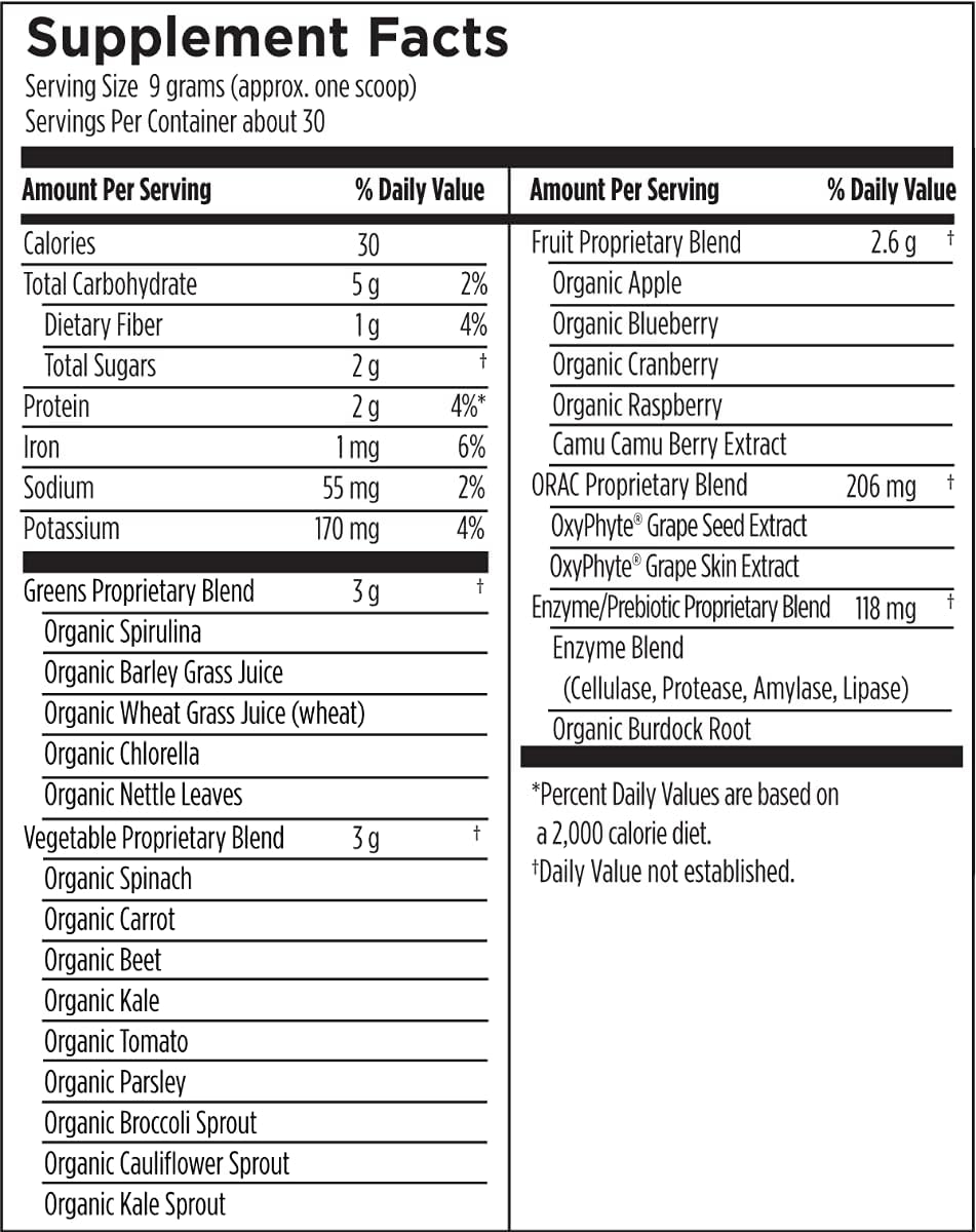 Designs for Health PaleoGreens - Over 90% Organic Super Green Shake Powder with Vegetables, Berries, Enzymes + Antioxidants - Non-GMO Drink Mix, Unflavored + Unsweetened (30 Servings / 270g) Pack of 2