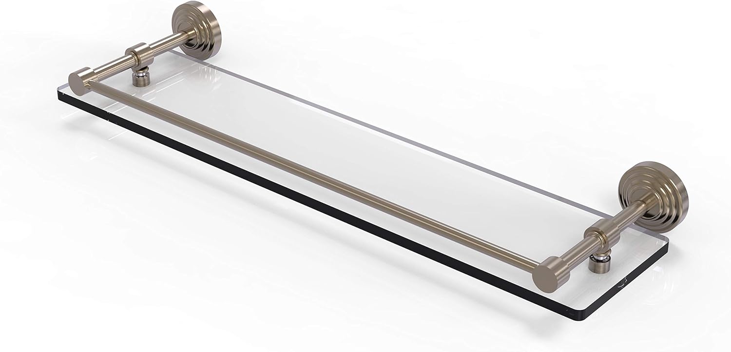 Allied Brass WP-1/22-GAL-PB Waverly Place 22 Inch Tempered Gallery Rail Glass Shelf, 22-Inch, Polished Brass