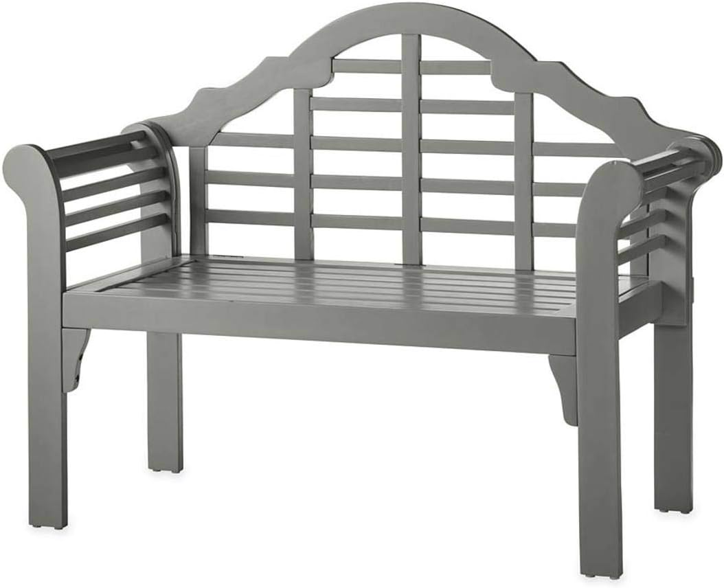 Plow & Hearth 62A79-BK Lutyens Eucalyptus Wood Garden Bench, Black