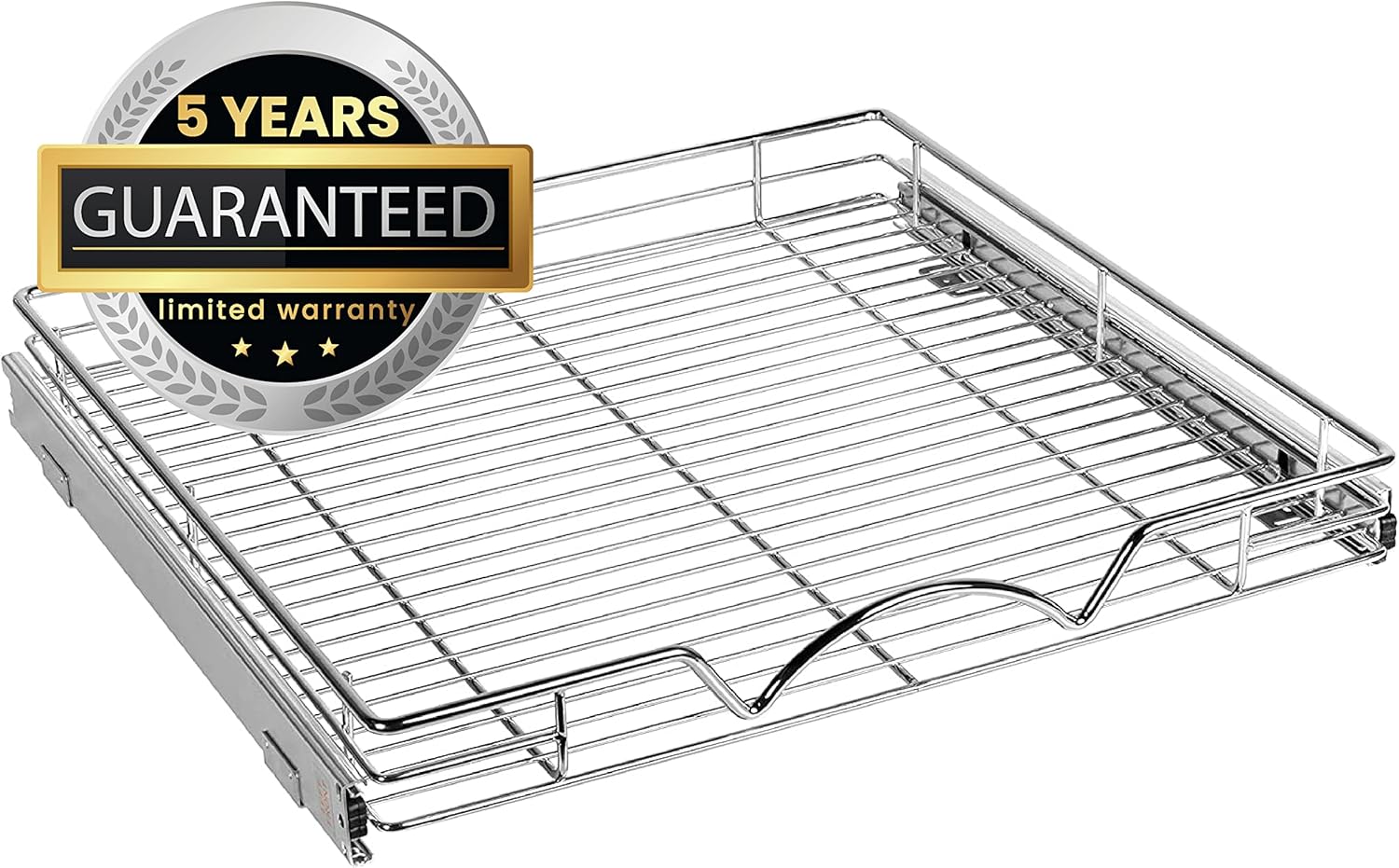 Pull Out Drawer Cabinet Organizer, Heavy Duty-with 5 Year Limited Warranty- Slide Out Kitchen Cabinet Storage Shelves for cabinet -22”W x 21”D - Requires At Least a 23” Cabinet Opening, Chrome Finish Pack of 2