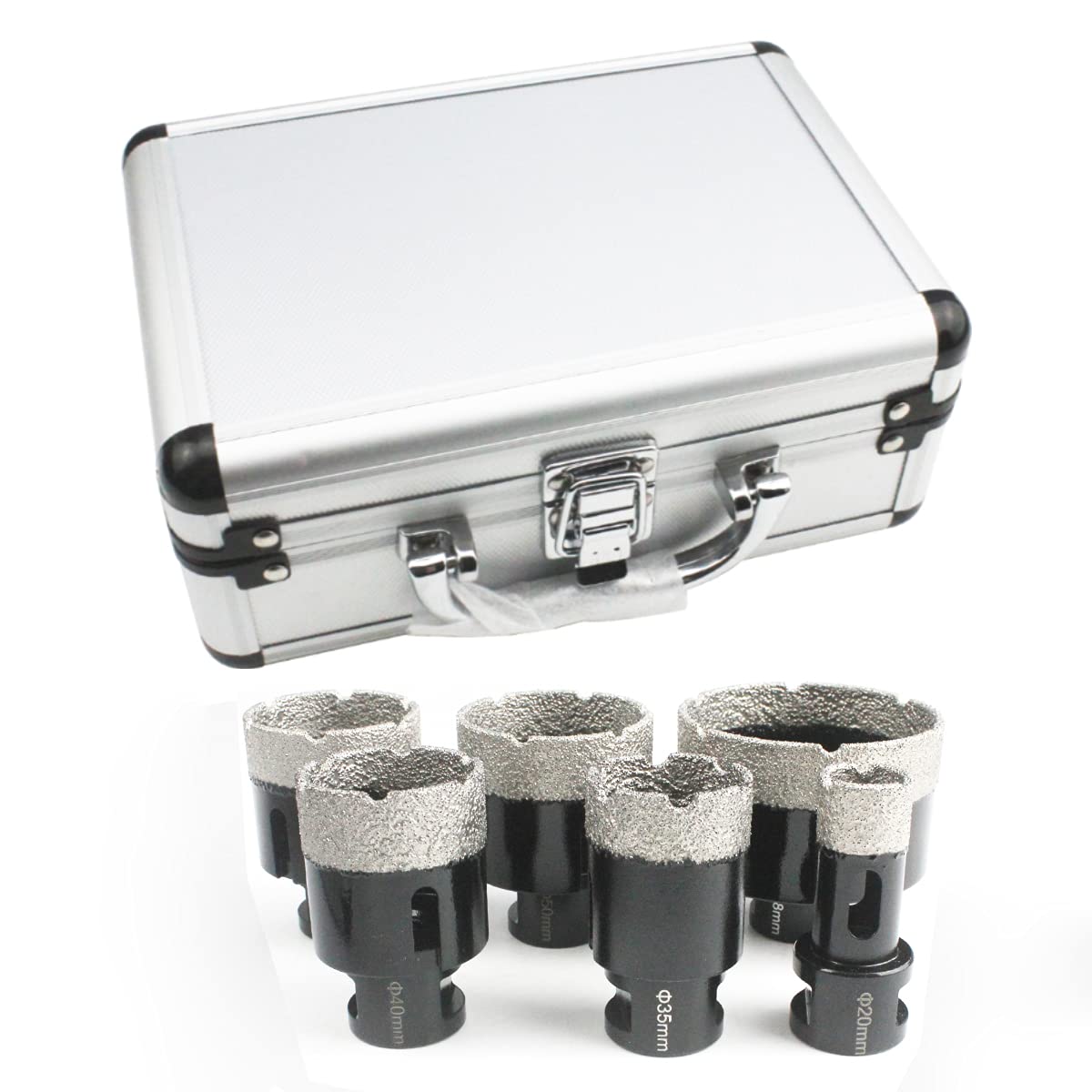 REAWIREACHMI 6PCS Diamond Hole Saw Kit for Granite Marble Porcelain Tile Stone Brick Vacuum Brazed Core Bit 20mm/35mm/40mm/45mm/50mm /68mm