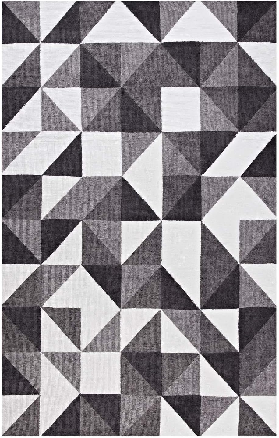 Modway Kahula Geometric Triangle Mosaic 8x10 Area Rug In Black, Gray and White