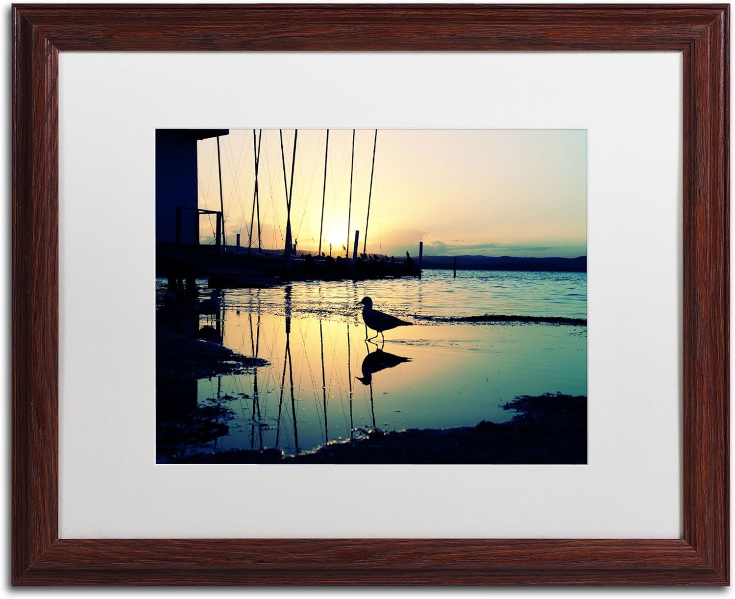 Lonely at Sunset Artwork by Beata Czyzowska Young Wood Frame, 16 by 20-Inch, White Matte Pack of 2