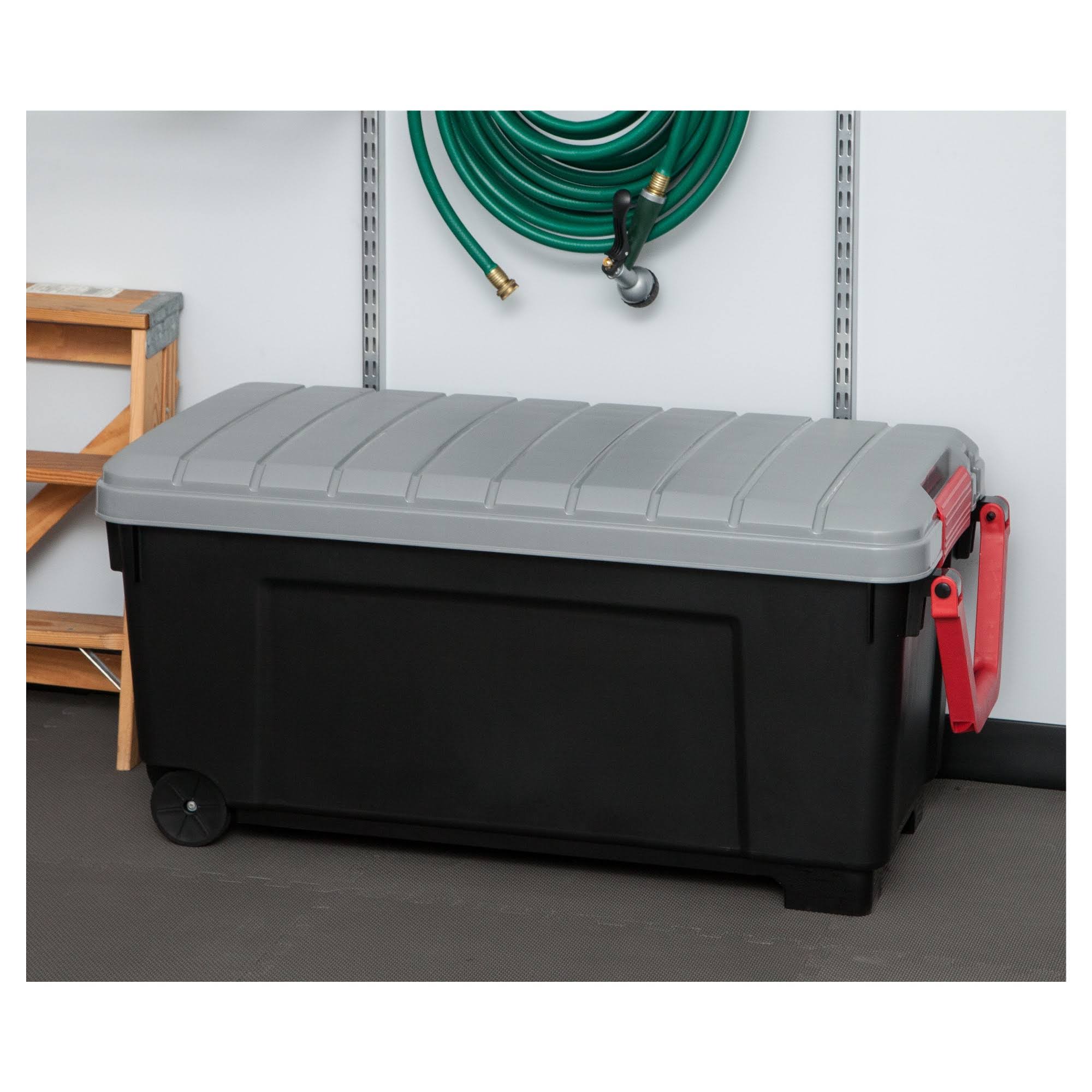 Iris 169qt Plastic Storage Bin Black 2pk