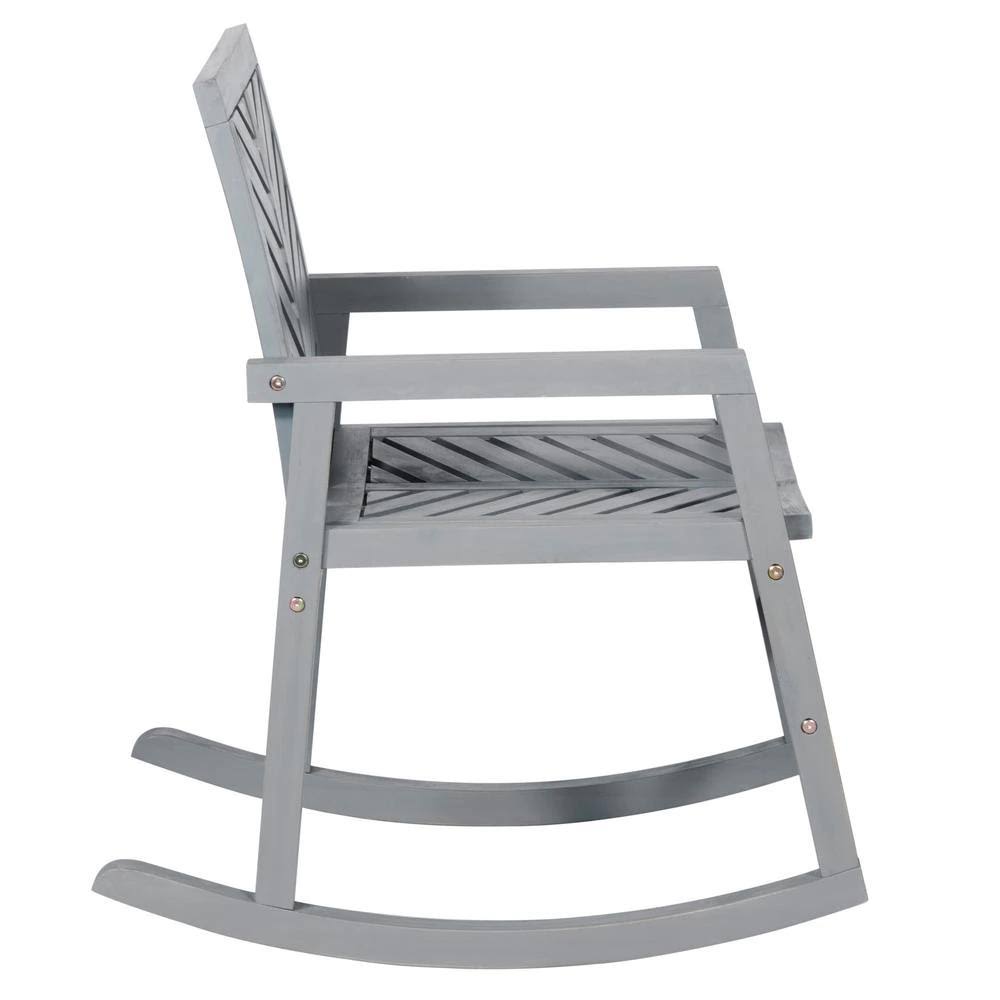 Grey Wash Chevron Outdoor Acacia Wood Rocking Chair