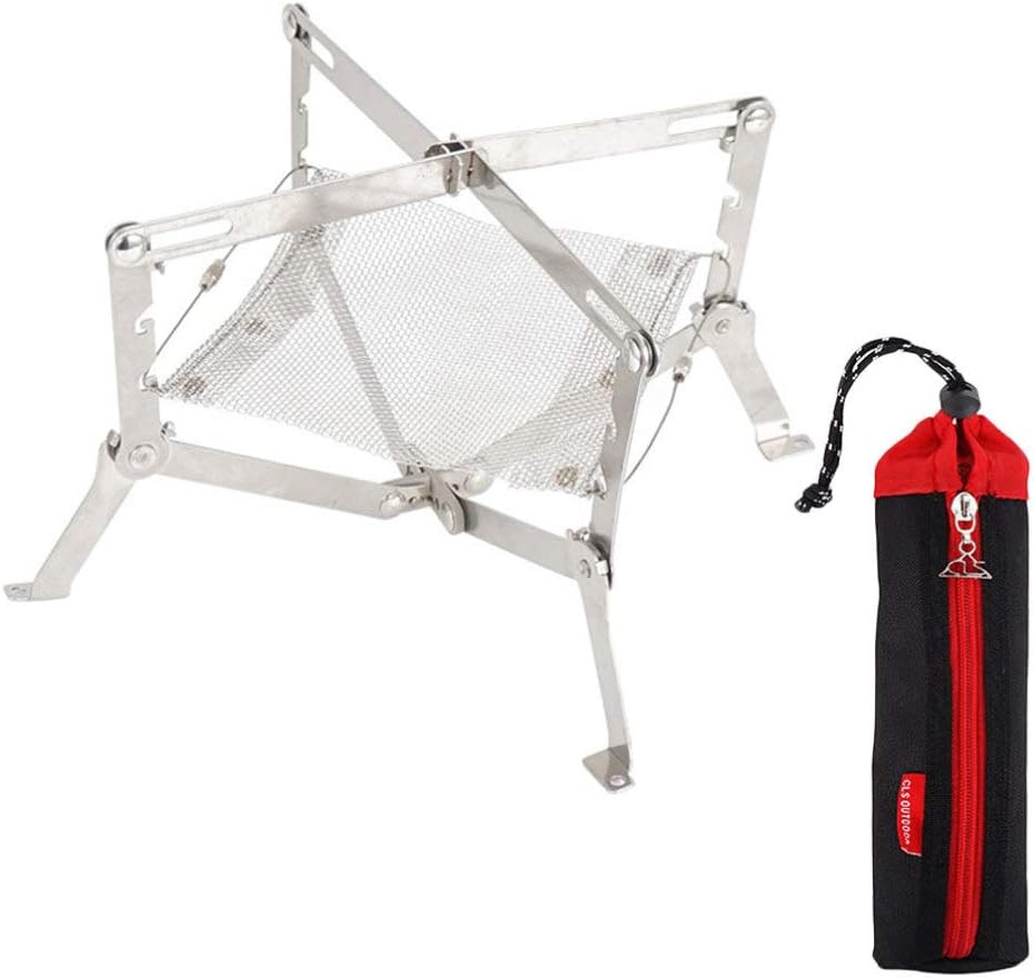 YARDWE Portable Fire Pit Outdoor Camping Fire Pit Mesh Fire Pits Mini Bonfire Pit Portable Camping Fireplace for Camping Outdoor Patio Backyard Garden Travel Silver