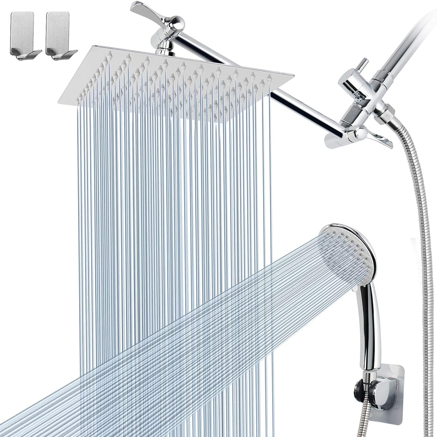Shower Head Combo with 11'' Extension Arm，High Pressure 8