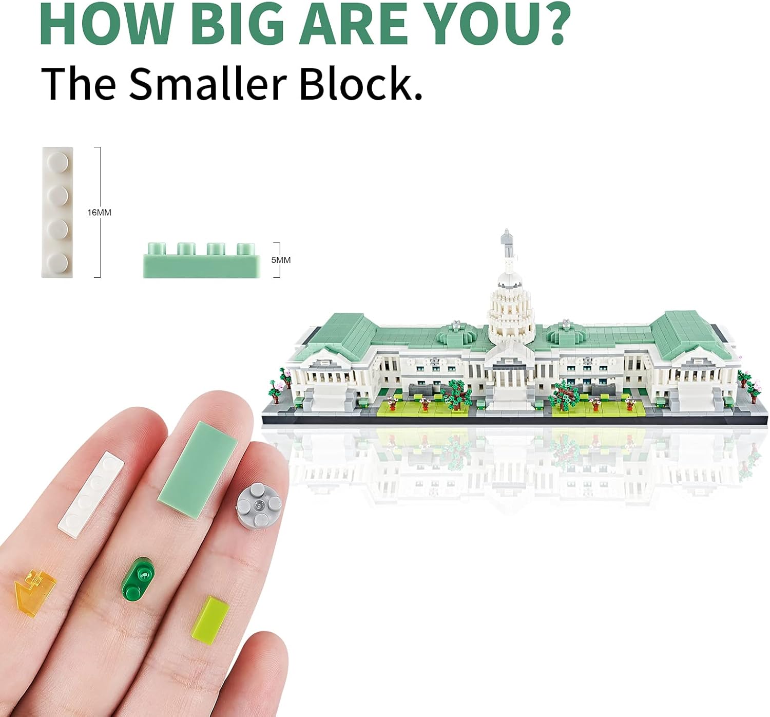 KLMEi New Big Architecture United States Capitol Model Building Kit 3630 PCS，A Great Micro Block Gift for Adults and Kids（with Color Package）